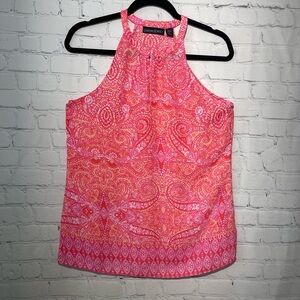 Cynthia Rowley paisley sleeveless tank top blouse  size medium pink & orange